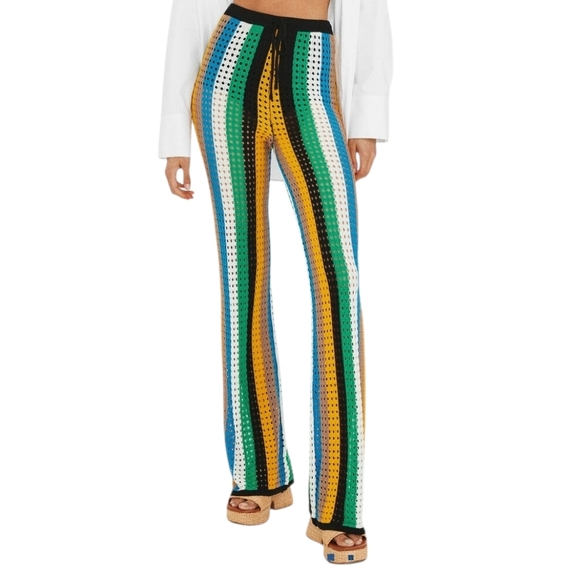 Simon Miller Mango Striped Openwork Knit Trouser Coastal Beach Vacation Boho - Picture 2 of 16